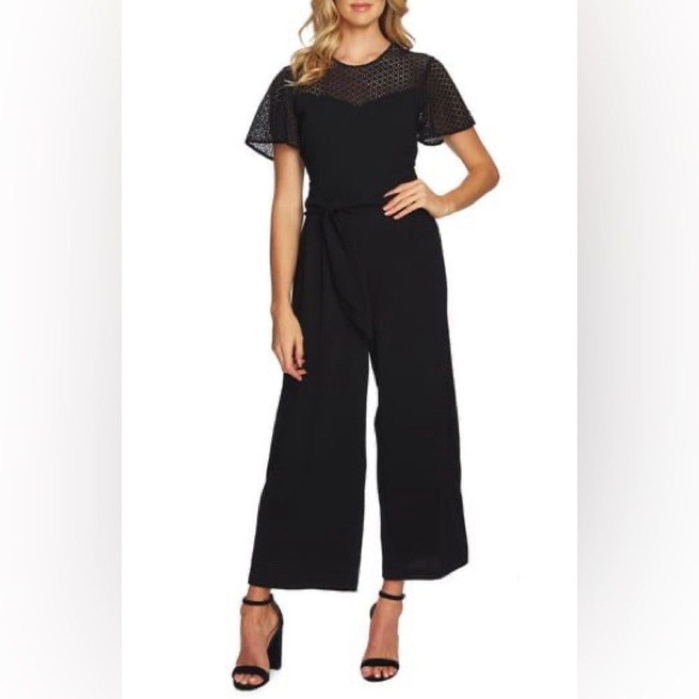 Women’s Jumpsuit | Cece Black Tie Waist Wide Leg Jumpsuit